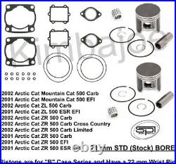 2001 2002 Arctic Cat 500 ZR ZL Mountain Cat 71 mm SPI Moly Piston Kits Rebuild