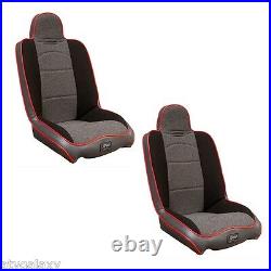 PRP High Back Front Seats Pair (2) Black Red Arctic Cat Prowler 550 650